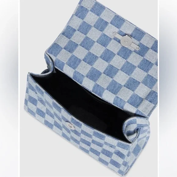 Rebecca Minkoff Lou Top Handle Denim Crossbody Bag in Light Blue/Dark Blue NWOT - Picture 7 of 9